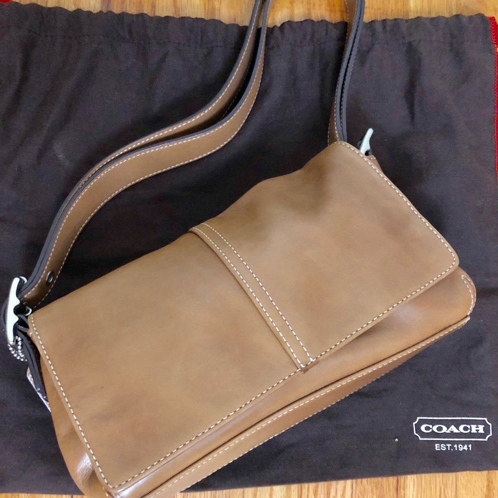 COACH Tan Cowhide Leather Shoulder Flap Bag